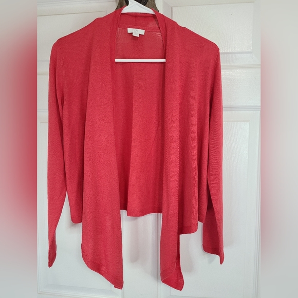 (508) J.Jill Woman's Open Sweater, Size: XS Petite Color: Red - Picture 3 of 16